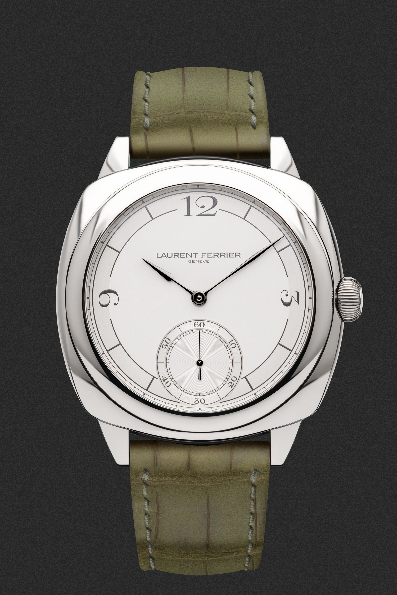 Laurent Ferrier Square Micro Rotor Retro White Stainless Steel Case Watch LCF0013.AC.G3N Front Soldat HD