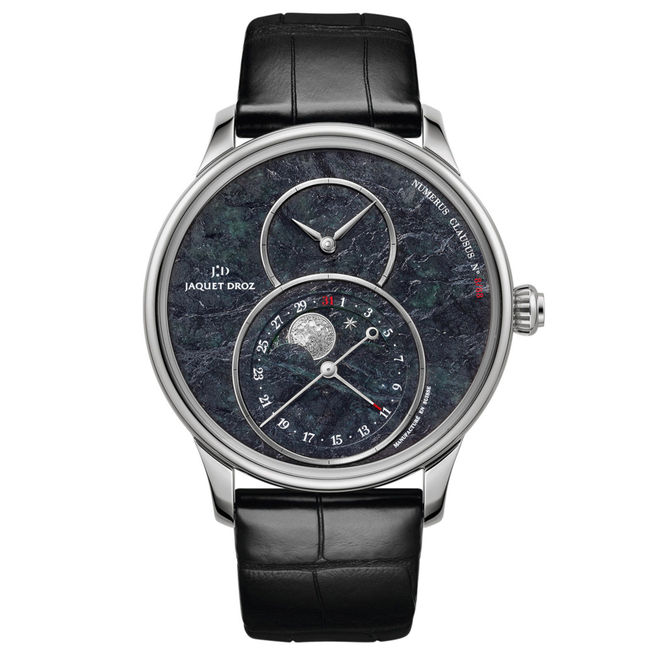 Jaquet Droz Grande Seconde Moon Swiss Serpentinite - kamienna tarcza